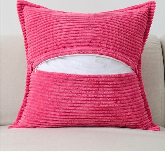 Pink Corduroy Throw Pillow Covers - Picture 3 of 4